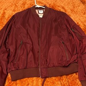 GAP Men's Deep Red Bomber Jacket